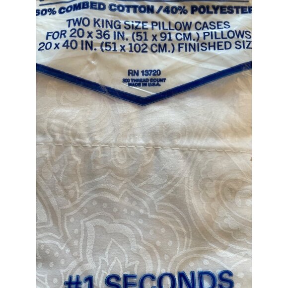 Vintage Wamsutta No-Iron Percale King Pillowcases 60% Combed Cotton 40% Polyeste - Picture 11 of 11